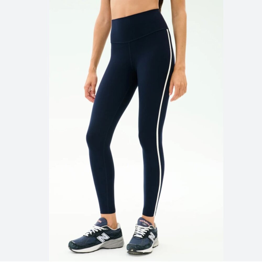 Splits59 Amber Airweight High Waist 7/8 Legging in Indigo Blue White L $128